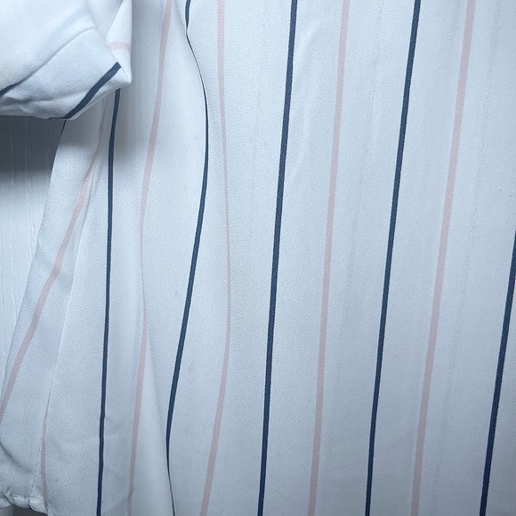 Express Women's White Striped Long Sleeve Blouse - Picture 8 of 10